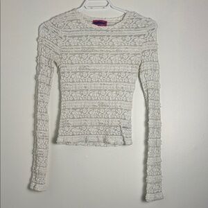 Edikted White Lace Long-Sleeve Top coquette, sheer lace, going out y2K feminine